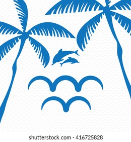 Summer tropical blue white flat design 