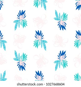 Summer Tropical Bouquets Seamless Pattern