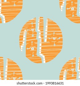 Summer tropical circle seamless pattern. Bright retro geo dot for digital scrapbook paper and repeat kid design. Fun masculine shirt textile swatch in vector.