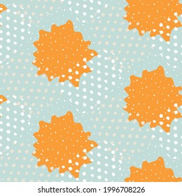 Summer tropical circle seamless pattern. Bright retro geo dot for digital scrapbook paper and repeat kid design. Fun masculine shirt textile swatch in vector.
