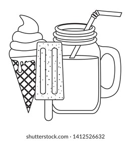 summer tropical cocktail and ice creams