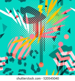 Summer tropical colors girly seamless pattern with paint dripping lips