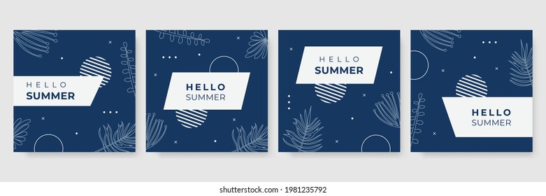 Summer tropical covers backgrounds set with leaf. Vector set floral background, Nature background, banner, cover, templates, posters