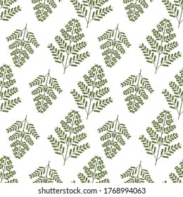Summer tropical fern leaf. Seamless vintage pattern. Trendy design element. Vector repeat texture for fabric, wallpaper, wrapping paper, textile, print.