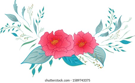 Summer tropical flat flower. Floral botanical flower isolated on white background. Hand drawn vector illustration. Botanical hawaii nature. Tropical flat icon. Hawaiian vector tattoo illustration