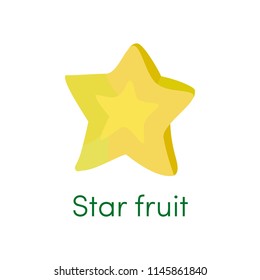 Summer tropical flat icon star fruits. Vector illustration isolated on white.