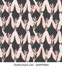 Summer tropical flower pattern vector seamless. Floral exotic heliconia texture background. Design for vintage wallpaper, hawaiian fashion apparel fabric, beach party cards or vacation illustration.