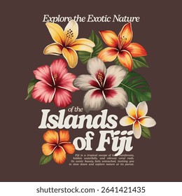 Summer Tropical Flowers Vector Graphic