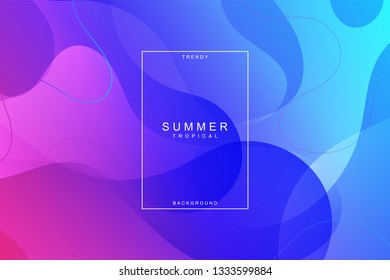 Summer tropical fluid landing page background. Fluid, liquid, wavy, gradient, flowing, purple, dynamic shape background. Trendy and modern background color. Cool banner design template.