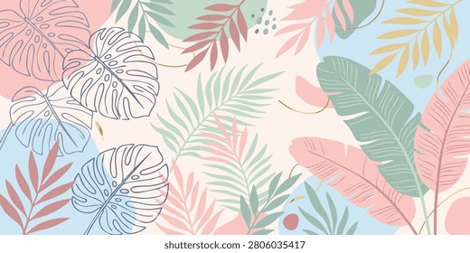 Summer Tropical Foliage Frame Vector Background