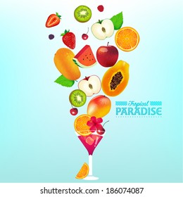 Summer Tropical Fruit Juice Vector Illustration Design