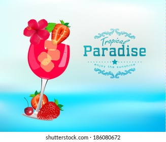 Summer Tropical Fruit Juice Vector Design