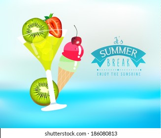Summer Tropical Fruit Juice Vector Design