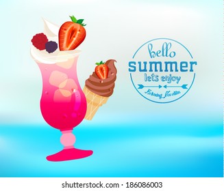 Summer Tropical Fruit Juice Vector Design