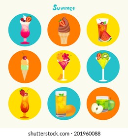 Summer Tropical Fruit Juice Vector Design