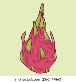 summer tropical fruit vector for healthy lifestyle red dragon fruit whole fruit
