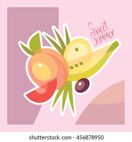 Summer tropical fruit. Vector illustration