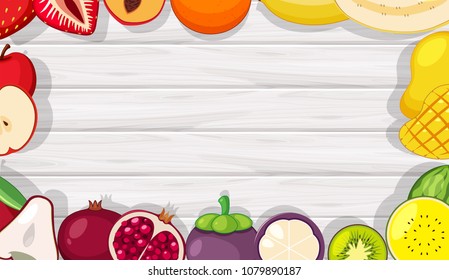 Summer Tropical Fruit Wooden Frame illustration