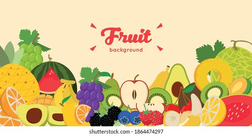 Summer tropical fruits background Vector