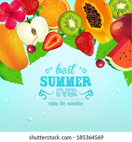 Summer Tropical Fruits Vector Illustration Design 