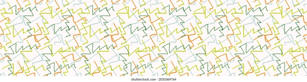 Summer tropical geometric seamless border pattern. Bright retro geo banner edge. Fun gender neutral gift wrap masking taper decor washi ribbon trim in vector.