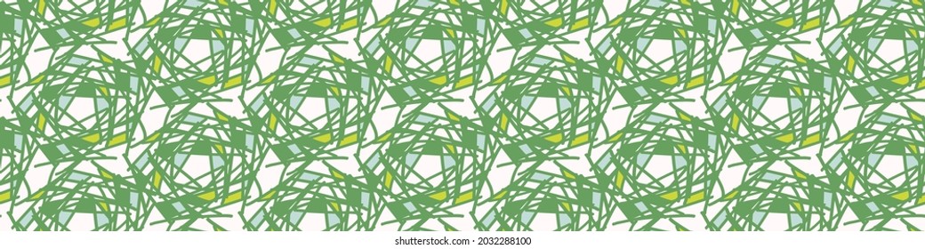 Summer tropical geometric seamless border pattern. Bright retro geo banner edge. Fun gender neutral gift wrap masking taper decor washi ribbon trim in vector.