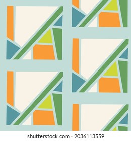 Sommer tropische geometrische nahtlose Muster. Helle Retro-Geo-Form für digitales Scrapbook-Papier und wiederholen Kinderdesign. Fun masculine Shirt textilen Armbanduhr in Vektorgrafik.