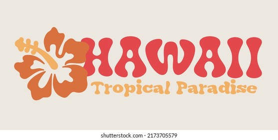 Summer tropical hawaii hibiscus flower illustration print for graphic tee t shirt - Vector