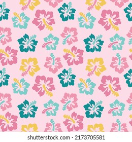 Summer tropical hawaii hibiscus flower illustration print for graphic tee t shirt - Vector