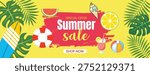 summer tropical horizontal banner and summer background for social media cover header banner Eye-catching 