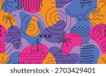 Summer tropical island doodle vector seamless pattern