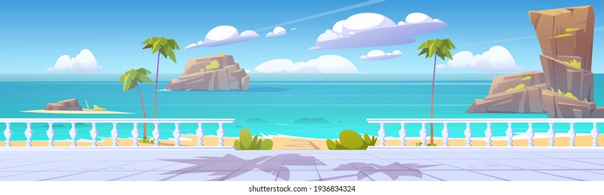 Summer tropical landscape with sea and seafront