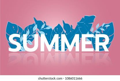 Summer tropical leaf banner sale. Seasonal design advertising paper cut style. Vector Illustration.
