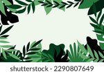 Summer tropical leaf frame, Tropical palm leaves background wallpaper, tropical leaves isolated on white background. Illustration for design wedding invitations, greeting cards, postcards.