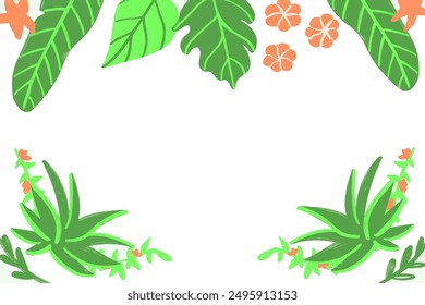 summer tropical leaf frame, Tropical palm leaves background wallpaper