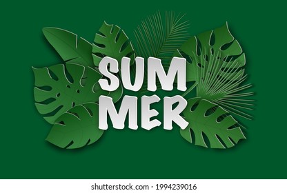 Sommertropischer Regenwald. Papierschnitt-Stil. Vektorgrafik