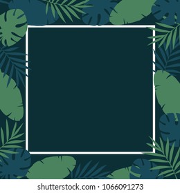 Summer Tropical Leaves Background. Vector illustration