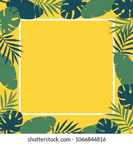Summer Tropical Leaves Background. Vector illustration