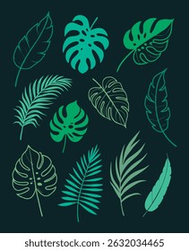 Summer Tropical Leaves Illustration Set