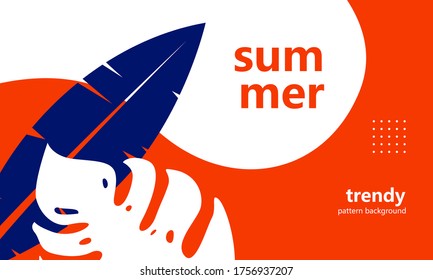 Sommertropische Blätter Muster Hintergrund Banner Vektorgrafik Vorlage für Veröffentlichung und Druck