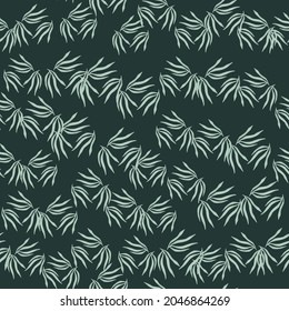 Summer tropical leaves semless pattern. Tropic leaf on dark green background. Exotic hawaiian wallpaper. Design for fabric, textile print, wrapping, cover. Vector illustration.