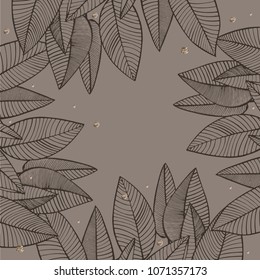 Summer tropical leaves vector design. Floral background illustration. Invitation or card design with jungle leaves.