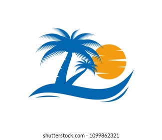 summer tropical logo template vector illustration