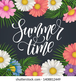 Summer tropical palm leaves background. Vector illustration EPS10.