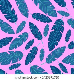 Summer tropical palm leaves seamless pattern isolated on pink background. Vector floral grunge design for cards, web,fashion, interior, wrapping, packaging and natural product.