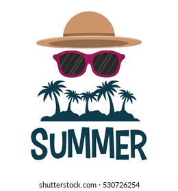 summer tropical palm sunglasses and hat vector illustration eps 10