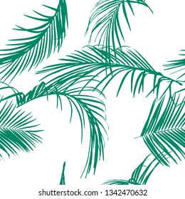 Summer tropical palm tree leaves seamless pattern