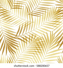 Summer tropical palm tree leaves seamless pattern. Vector grunge design for cards, web, backgrounds and natural product.