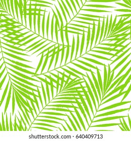 Summer tropical palm tree leaves seamless pattern. Vector grunge design for cards, web, backgrounds and natural product.