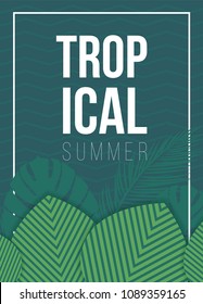 Summer tropical paper design. Vector template for card, poster, flyer, wed ant other.